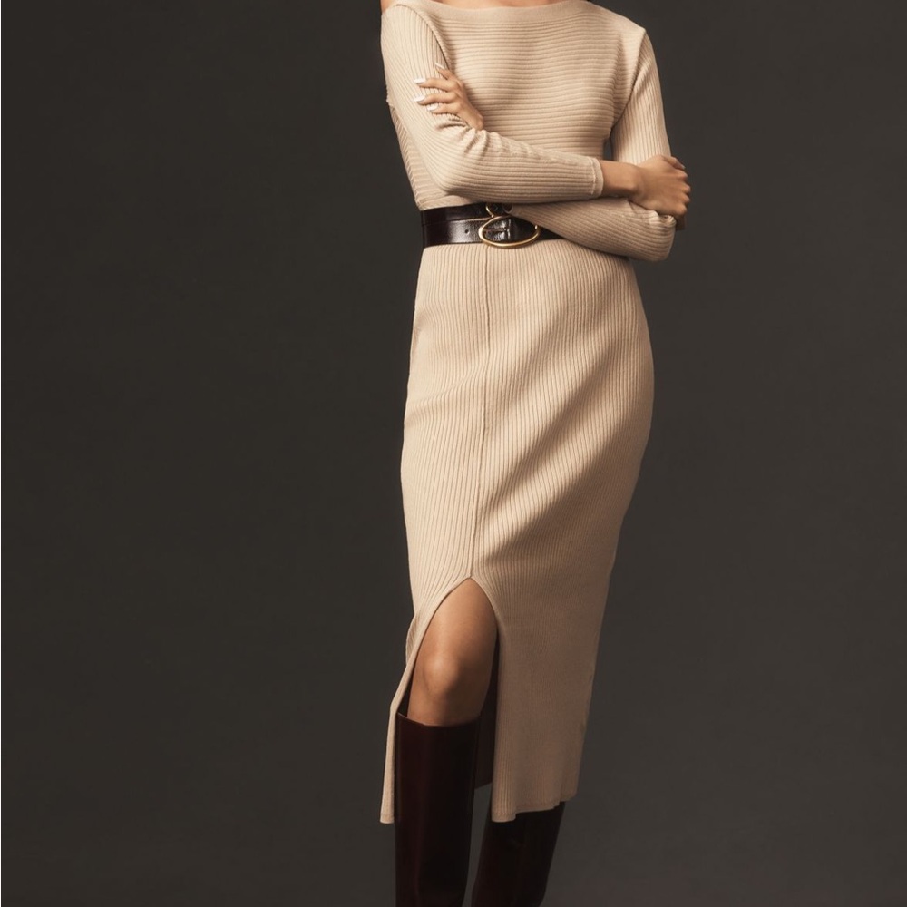 Anthropologie Off-the-Shoulder Sweater Midi Dress